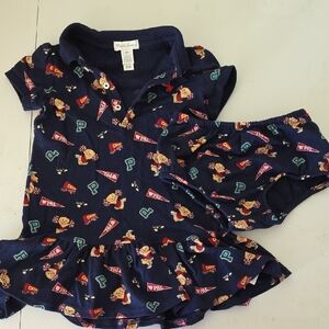 Ralph Lauren Navy Baby Dress Set with Fun Print